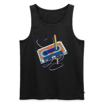 Enregistrer des chansons radio cassette enregistreur cassette - Débardeur bio Premium Homme - noir - Devant - AI Model Male 178 light (178cm)