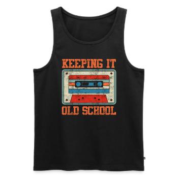 Garder les cassettes de magnétophone à cassettes de la vieille école - Débardeur bio Premium Homme - noir - Devant - AI Model Male 178 light (178cm)