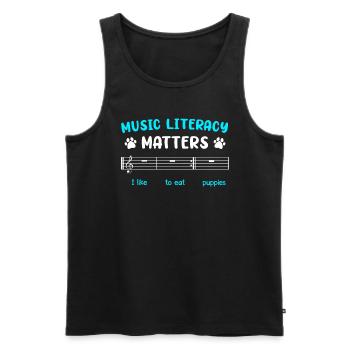 Musician reading music plays a role Music Sheet Music - Men's Premium Organic Tank Top - black - Front - Michal (187cm)