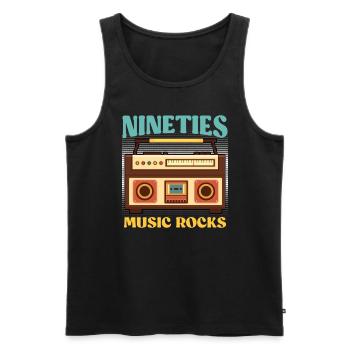 La musique des années quatre-vingt-dix rock Je suis des années 90 - Débardeur bio Premium Homme - noir - Devant - AI Model Male 178 light (178cm)