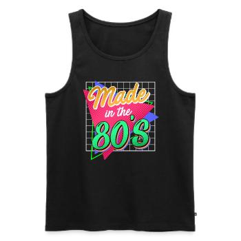 Musik Pop Gemacht in den 80er Jahre - Männer Premium Bio Tank Top - Schwarz - Vorne - AI Model Male 178 light (178cm)