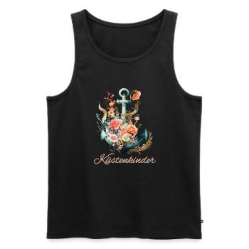 Coastal children's anchor with flowers - Men's Premium Organic Tank Top - black - Front - Michal (187cm)