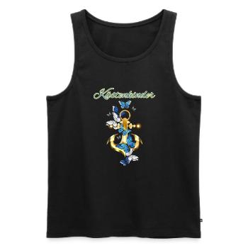 Küstenkinder-Anker mit Schmetterlingen - Männer Premium Bio Tank Top - Schwarz - Vorne - Michal (187cm)