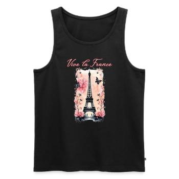 Vive la France-Tour Eiffel-Paris - Débardeur bio Premium Homme - noir - Devant - Michal (187cm)