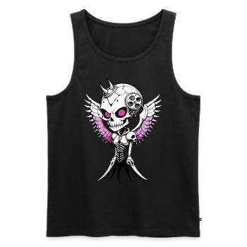 Crâne d’ange – Totenkopf Alien Engel FS0112 - Débardeur bio Premium Homme - noir - Devant - AI Model Male 178 light (178cm)