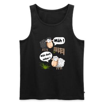 Bêler! Pourquoi ne pas tondre un motif amusant avec des moutons - Débardeur bio Premium Homme - noir - Devant - AI Model Male 178 light (178cm)
