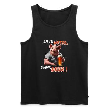 Économisez de l’eau, buvez de la bière - Funny Party Pig - Débardeur bio Premium Homme - noir - Devant - Michal (187cm)