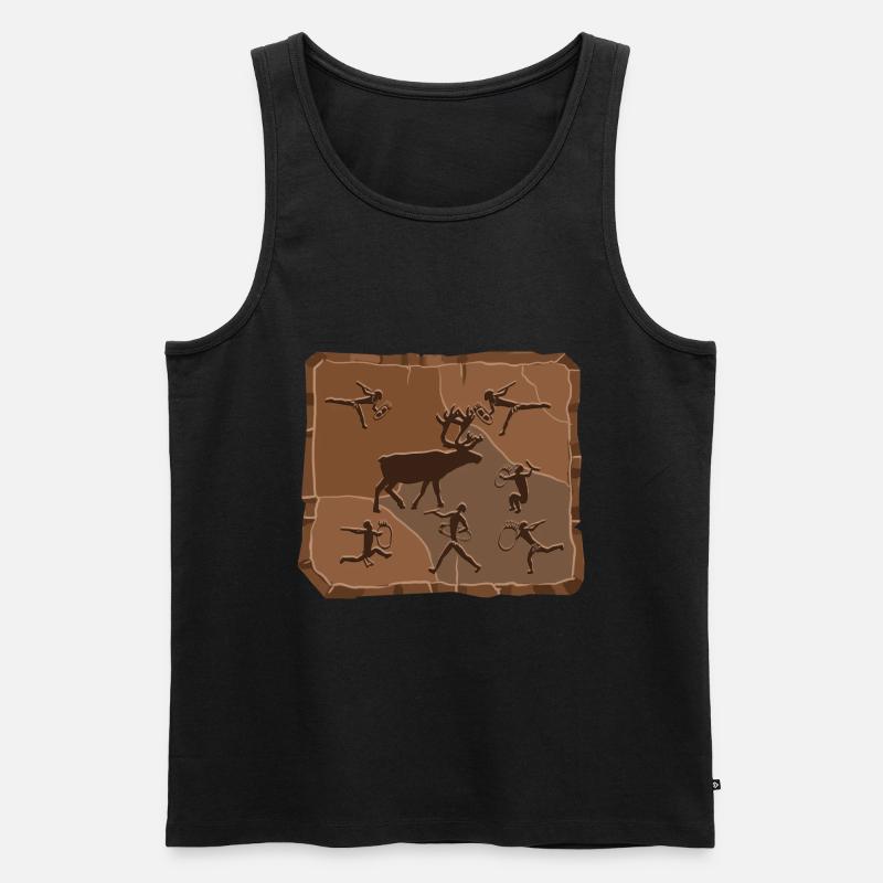 Hirsch Steinzeit - Männer Premium Bio Tank Top - Schwarz