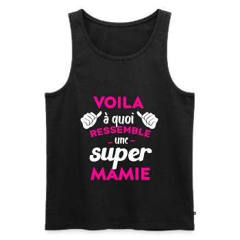 Super Mamie Cadeau Humour Personnalisé - Débardeur bio Premium Homme - noir - Devant - Michal (187cm)