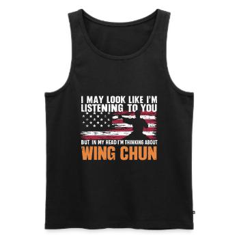 Cadeau d’arts martiaux Wing Chun - Débardeur bio Premium Homme - noir - Devant - Michal (187cm)