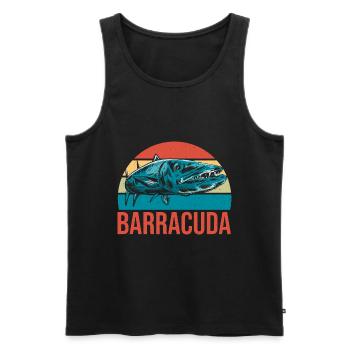 Cadeau pour les amateurs de poissons Barracuda - Débardeur bio Premium Homme - noir - Devant - AI Model Male 178 light (178cm)