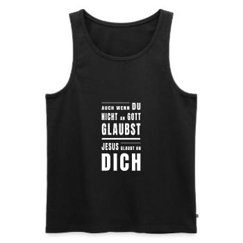 Jesus is Lord, Saves, Christus, Bibel, Gott - Männer Premium Bio Tank Top - Schwarz - Vorne - Michal (187cm)