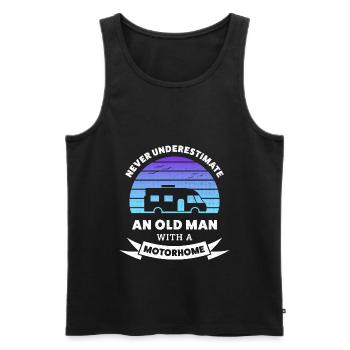 Ne sous-estimez jamais un vieil homme avec un camping-car - Débardeur bio Premium Homme - noir - Devant - AI Model Male 178 light (178cm)