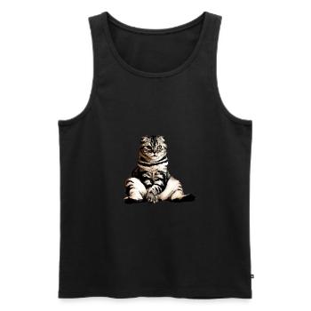 Cats, sitting cat, cat - Men's Premium Organic Tank Top - black - Front - AI Model Male 178 light (178cm)