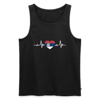 Serbie Coeur Drapeau serbe Rétro - Débardeur bio Premium Homme - noir - Devant - Michal (187cm)