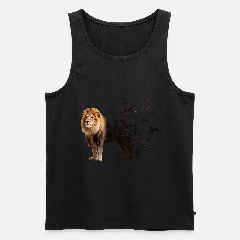 Löwe - Männer Premium Bio Tank Top - Schwarz