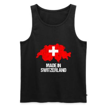 Suisse Carte suisse avec drapeau rouge - Débardeur bio Premium Homme - noir - Devant - AI Model Male 178 light (178cm)