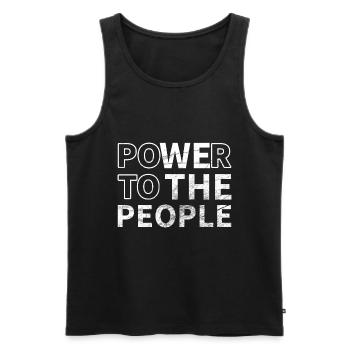 Le pouvoir au peuple - Nous le peuple - Débardeur bio Premium Homme - noir - Devant - AI Model Male 178 light (178cm)