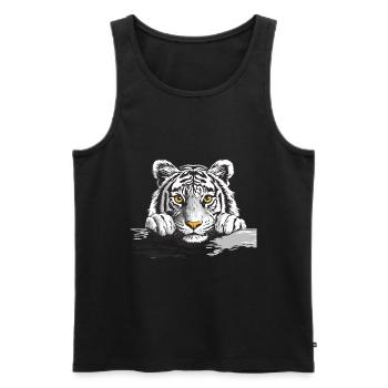 Tiger - Männer Premium Bio Tank Top - Schwarz - Vorne - Michal (187cm)