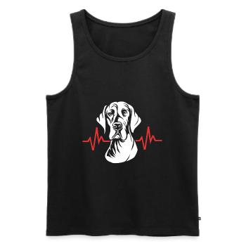 Deutsche Dogge Herzschlag - Männer Premium Bio Tank Top - Schwarz - Vorne - Michal (187cm)