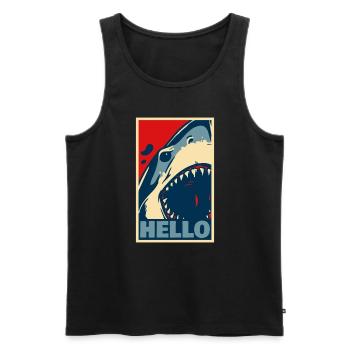 Hallo Hai - Männer Premium Bio Tank Top - Schwarz - Vorne - Michal (187cm)