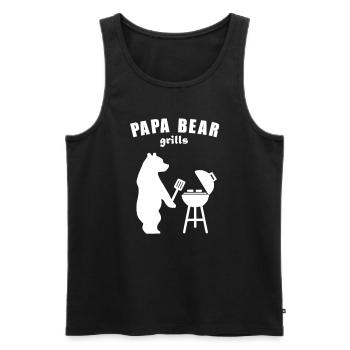 Daddy Cricket Father's Day Birthday BBQ Party Bear - Men's Premium Organic Tank Top - black - Front - AI Model Male 178 light (178cm)