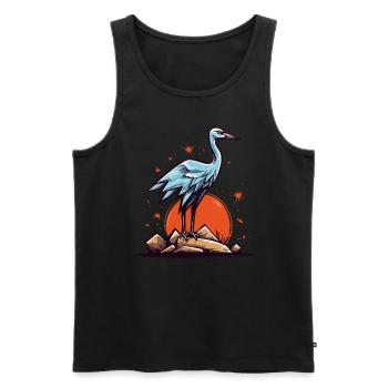 Graureiher oder Storch Vogel und eine rote Sonne - Männer Premium Bio Tank Top - Schwarz - Vorne - AI Model Male 178 light (178cm)