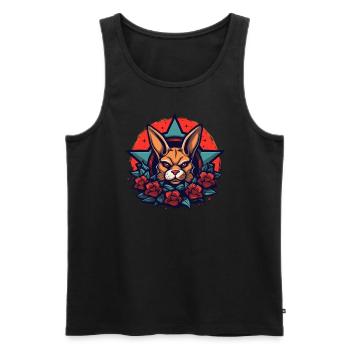 Des stars du tatouage des roses et un lapin - Débardeur bio Premium Homme - noir - Devant - Michal (187cm)