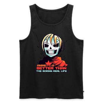 Masque Anime Girl : Mieux que la vraie vie - Débardeur bio Premium Homme - noir - Devant - Michal (187cm)