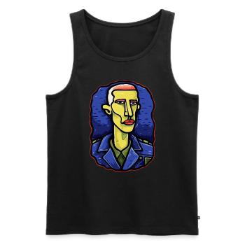 Modern Art: Self-Portrait of the Cartoon Artist - Men's Premium Organic Tank Top - black - Front - AI Model Male 178 light (178cm)