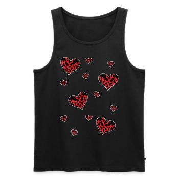 Farm Animal Love Gift Heart Cow Pattern - Men's Premium Organic Tank Top - black - Front - Michal (187cm)