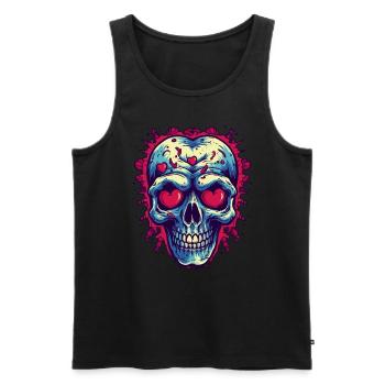 Skull in love with hearts - Men's Premium Organic Tank Top - black - Front - AI Model Male 178 light (178cm)
