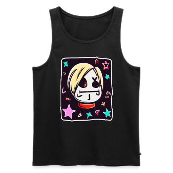 dessin animé d’enfant : anime de fille drôle - Débardeur bio Premium Homme - noir - Devant - Michal (187cm)