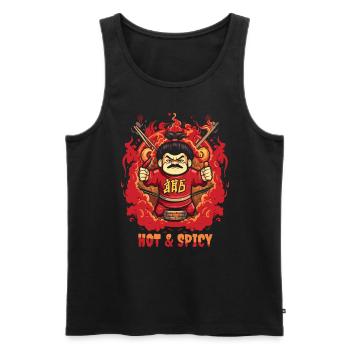L’homme asiatique est chaud et épicé - Débardeur bio Premium Homme - noir - Devant - AI Model Male 178 light (178cm)