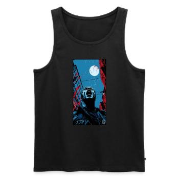 A young man screams in the horror of the dark city - Men's Premium Organic Tank Top - black - Front - AI Model Male 178 light (178cm)