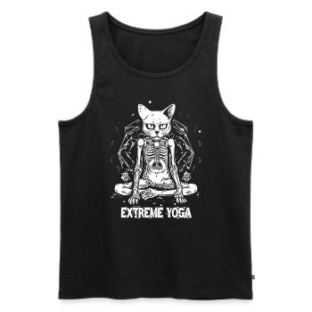 Chat zombie squelette faisant du yoga extrême - Débardeur bio Premium Homme - noir - Devant - AI Model Male 178 light (178cm)