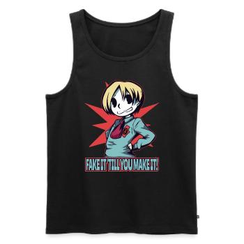 Anime Girls: Pretend Until You Make It - Men's Premium Organic Tank Top - black - Front - Michal (187cm)