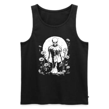 Squelette effrayant avec des tournesols - Débardeur bio Premium Homme - noir - Devant - Michal (187cm)