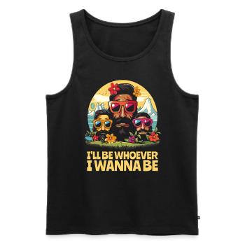 Wer auch immer ich im Urlaub sein will - Männer Premium Bio Tank Top - Schwarz - Vorne - Michal (187cm)