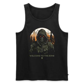 Willkommen in der Zone, Biohazard-Bereich - Männer Premium Bio Tank Top - Schwarz - Vorne - AI Model Male 178 light (178cm)