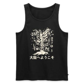 Willkommen in Osaka: Japan Straßenansicht - Männer Premium Bio Tank Top - Schwarz - Vorne - Michal (187cm)