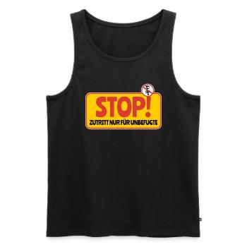 lustiges Schild, Stop, Zutritt nur für Unbefugte - Männer Premium Bio Tank Top - Schwarz - Vorne - Michal (187cm)