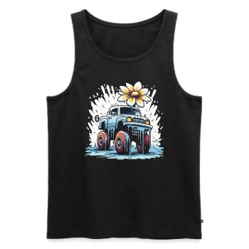 Ein bunter Flower Power Monstertruck - Männer Premium Bio Tank Top - Schwarz - Vorne - Michal (187cm)