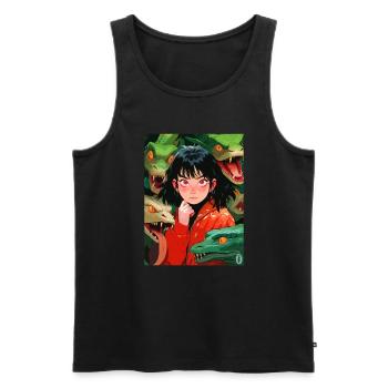 Filles d’anime et serpents - Débardeur bio Premium Homme - noir - Devant - Michal (187cm)