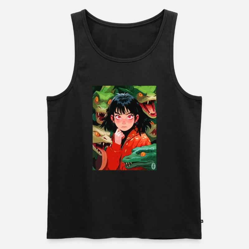 Anime Mädchen und Schlangen - Männer Premium Bio Tank Top - Schwarz