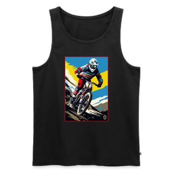 Pop-Art Downhill Mountain Bike - Männer Premium Bio Tank Top - Schwarz - Vorne - Michal (187cm)