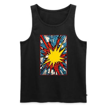 Une explosion de dessins animés Pop Art : Boum ! - Débardeur bio Premium Homme - noir - Devant - AI Model Male 178 light (178cm)
