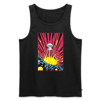 The Sputnik Spaceship: Pop Art Alien Invasion - Men's Premium Organic Tank Top - black - Front - AI Model Male 178 light (178cm)
