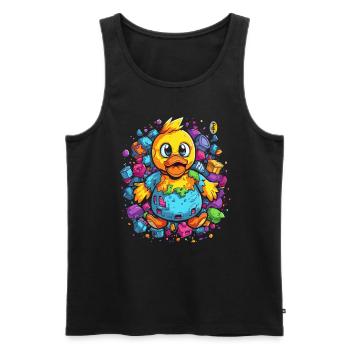 The Trashy Happy Toy Duckling - Men's Premium Organic Tank Top - black - Front - AI Model Male 178 light (178cm)