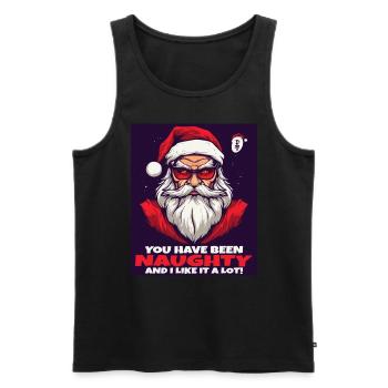 Affiche : Tu as été méchant, et j’aime ça, Père Noël - Débardeur bio Premium Homme - noir - Devant - AI Model Male 178 light (178cm)